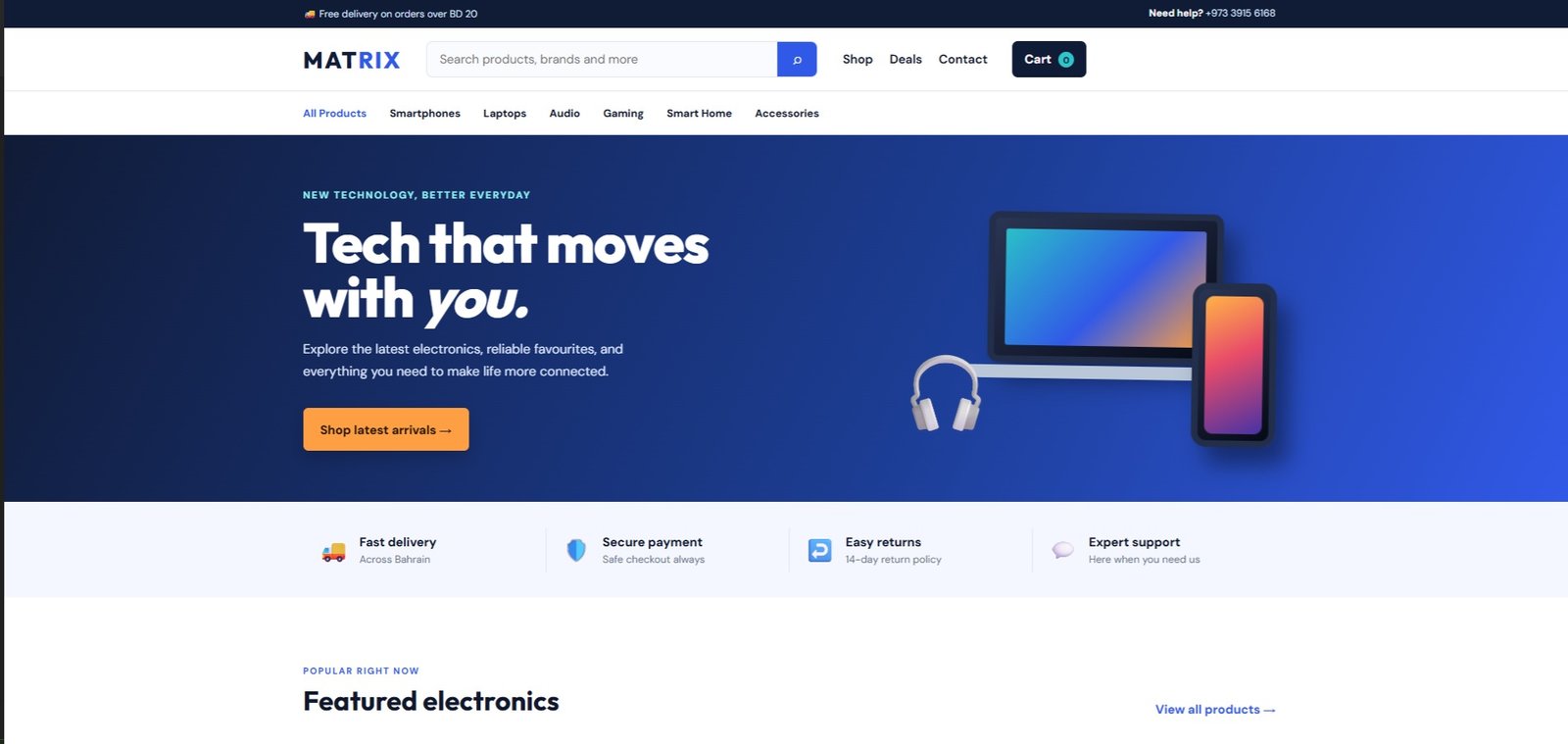 Electronics Store Website Interface